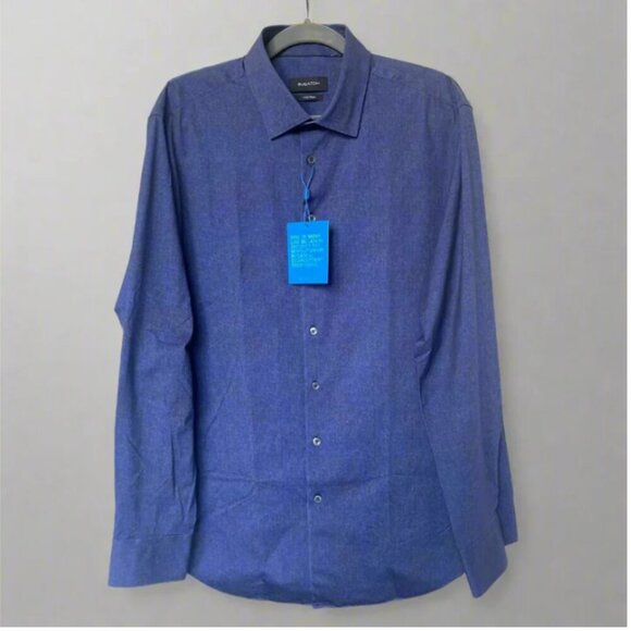 Bugatchi OoohCotton Stretch Shirt Mens XL Blue Easy Care Comfort Dress - Picture 1 of 7